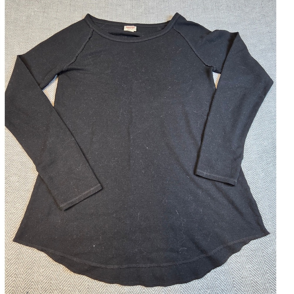 Mossimo Supply Co Black Waffle Knit Thermal Long Sleeve Raglan Top Large